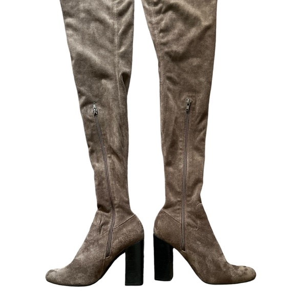 JEFFREY CAMPBELL Perouze Brown Over The Knee Vegan Suede Leather Heeled Boots - Picture 5 of 11